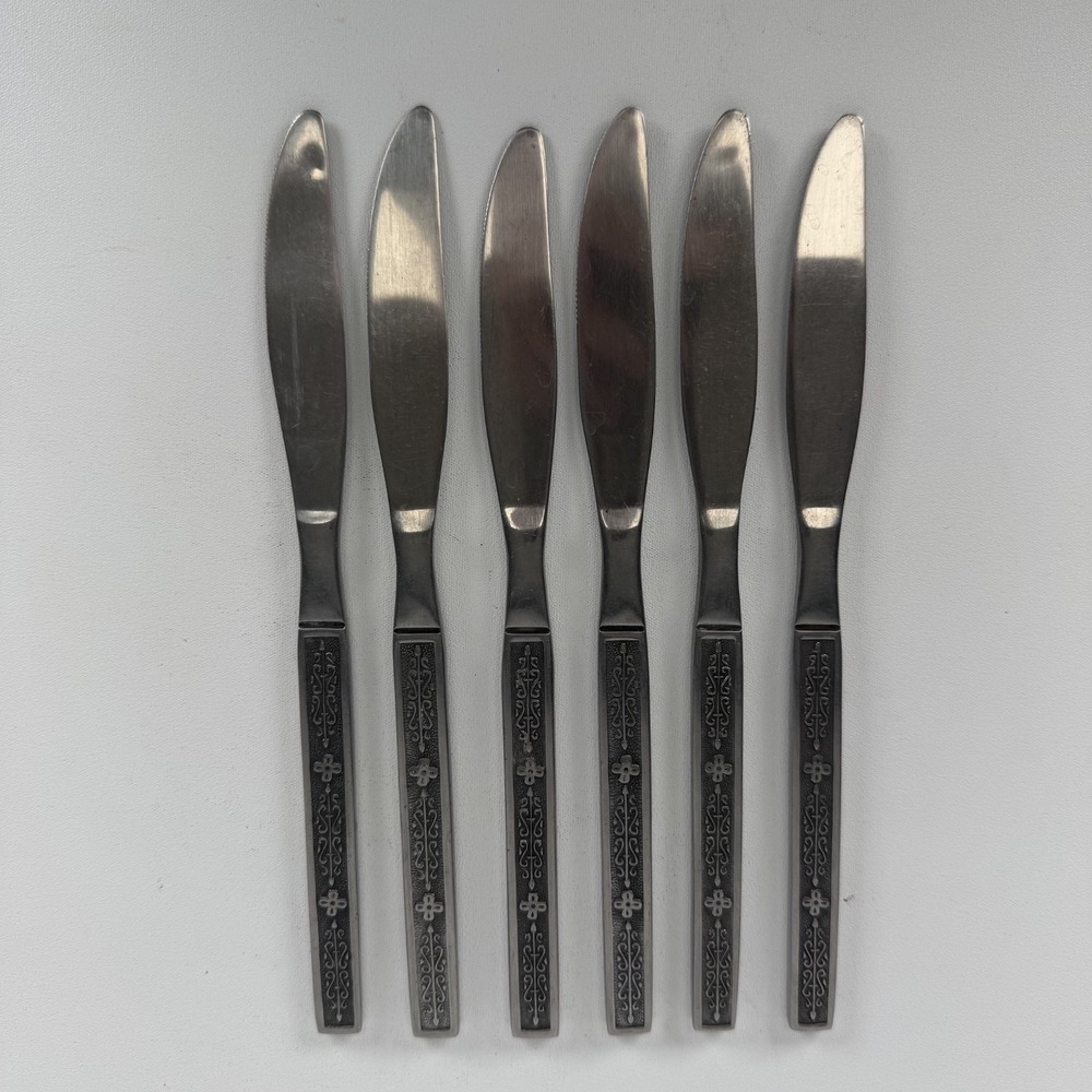 Nasco Kashmir Vintage Lot Of 6‎ Stainless Butter Knives Korea